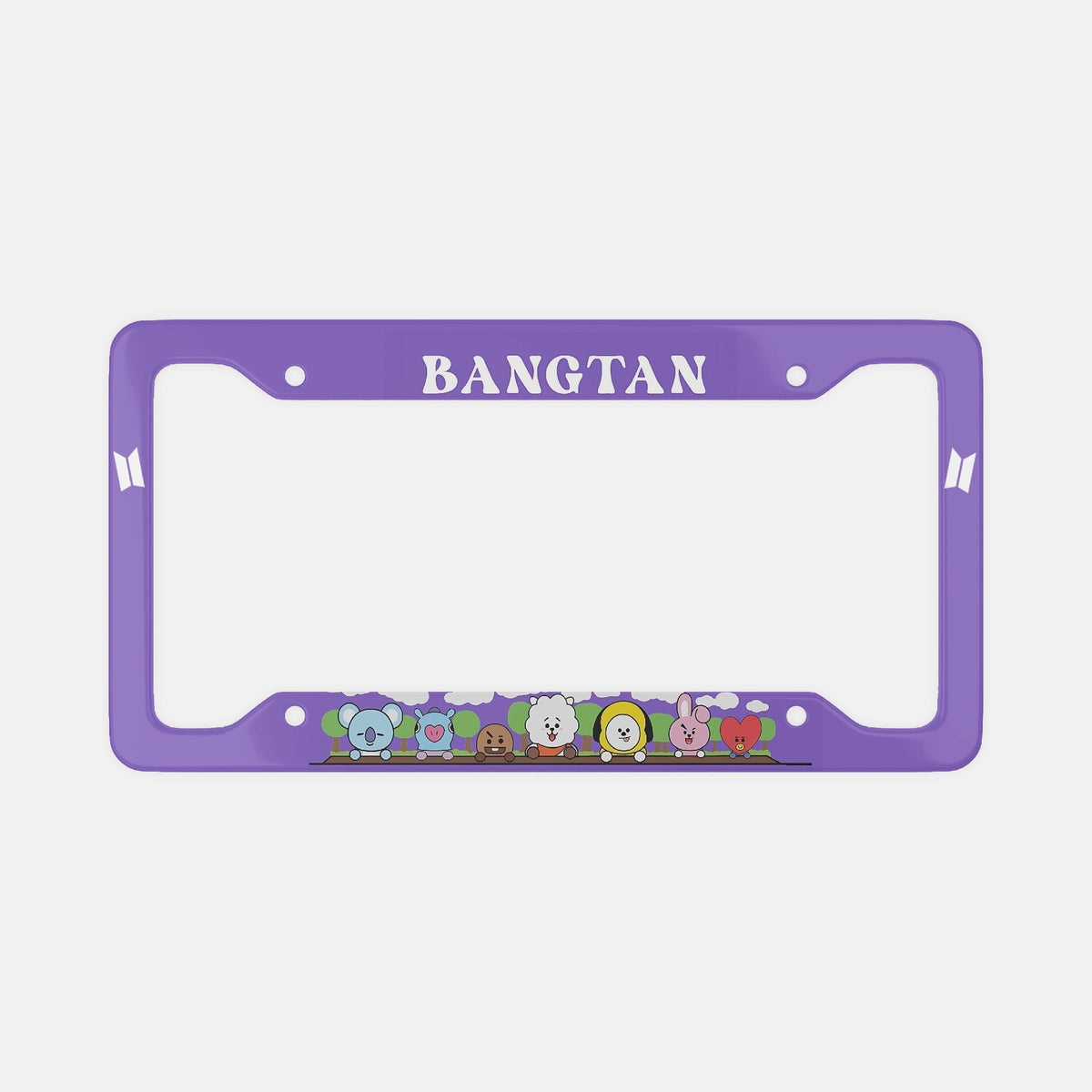 Cute BTS BT21 License Plate Frame - Bangtan - NEW License Plate Frame UV Print - Koya mang rj shooky chimmy cooky & tata - Beyond The Shoppe