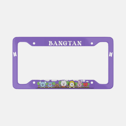 Cute BTS BT21 License Plate Frame - Bangtan - NEW License Plate Frame UV Print - Koya mang rj shooky chimmy cooky & tata - Beyond The Shoppe