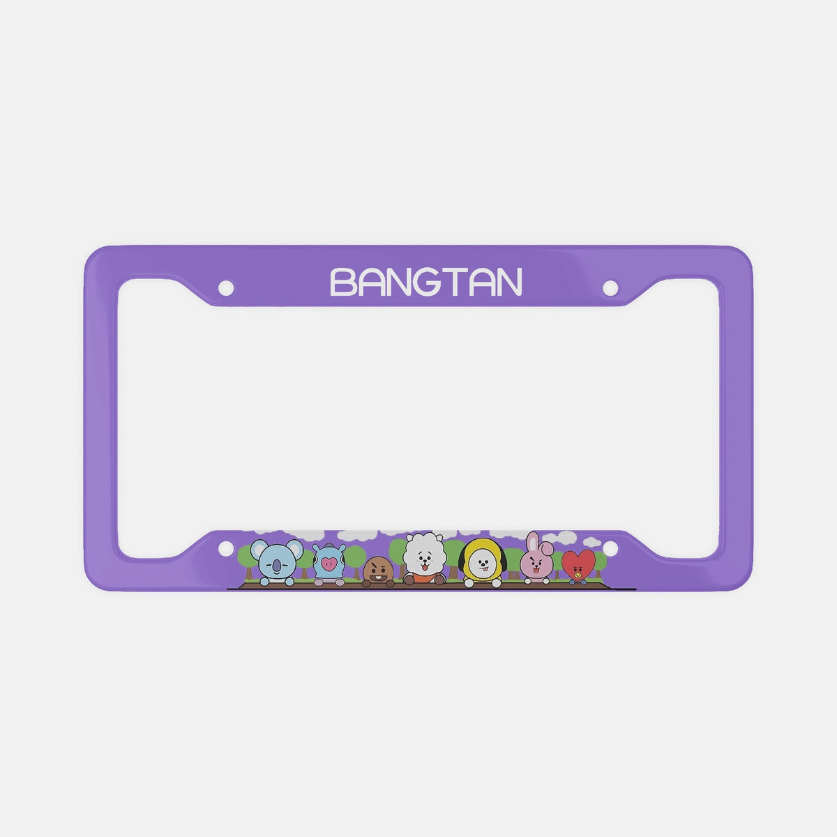 Cute BTS BT21 License Plate Frame - Bangtan - NEW License Plate Frame UV Print - Koya mang rj shooky chimmy cooky & tata - Beyond The Shoppe