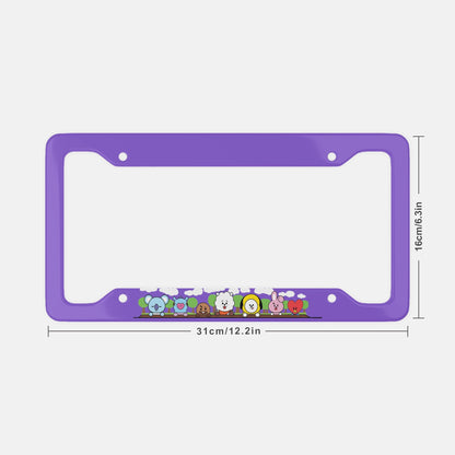 Cute BTS BT21 License Plate Frame - NEW License Plate Frame UV Print - Koya mang rj shooky chimmy cooky & tata - Beyond The Shoppe