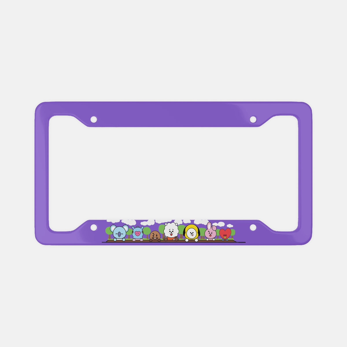 Cute BTS BT21 License Plate Frame - NEW License Plate Frame UV Print - Koya mang rj shooky chimmy cooky & tata - Beyond The Shoppe