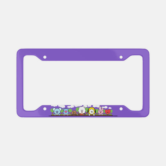 Cute BTS BT21 License Plate Frame - NEW License Plate Frame UV Print - Koya mang rj shooky chimmy cooky & tata - Beyond The Shoppe
