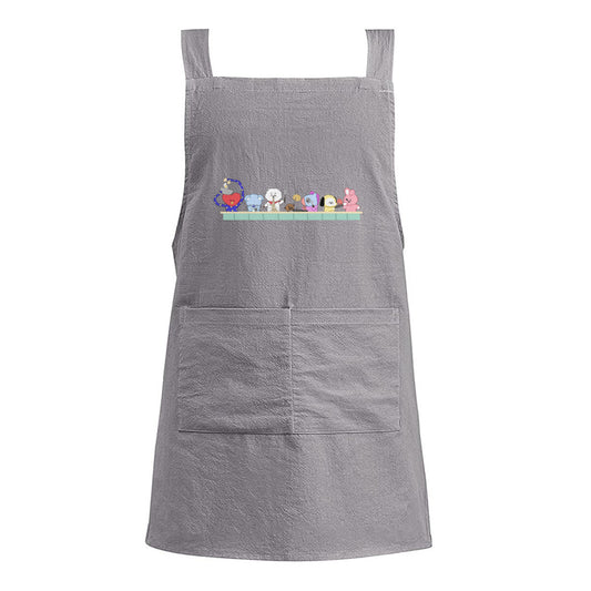 BTS BT21 Children's Apron - Korean literary style - 2 colors! Cotton Linen - Great for up & coming chefs!