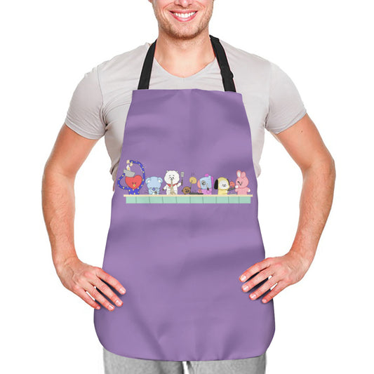 BTS BT21 Adjustable Purple Apron - Great for chefs, bakers and home cooks! Great gift for K-Pop lover!