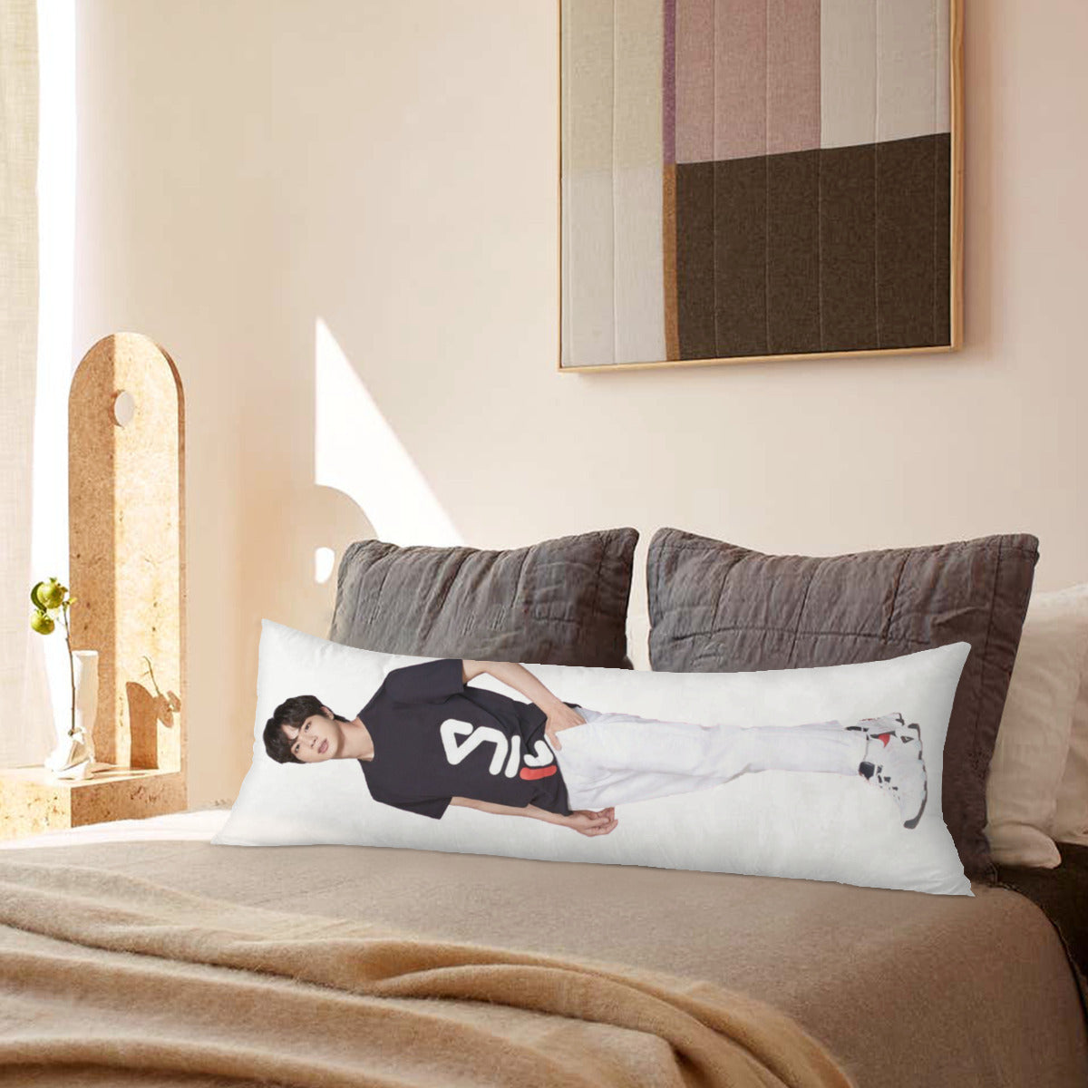 BTS Jin Body Pillow Case - 3 Sizes - BTS Jin full size pillow case - BTS World Wide Handsome double sided pillowcase