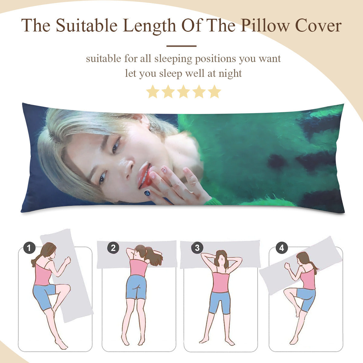 BTS Jimin Full body pillow case - 2 different stunning photos of Jimin! 3 sizes - double sided pillow covers