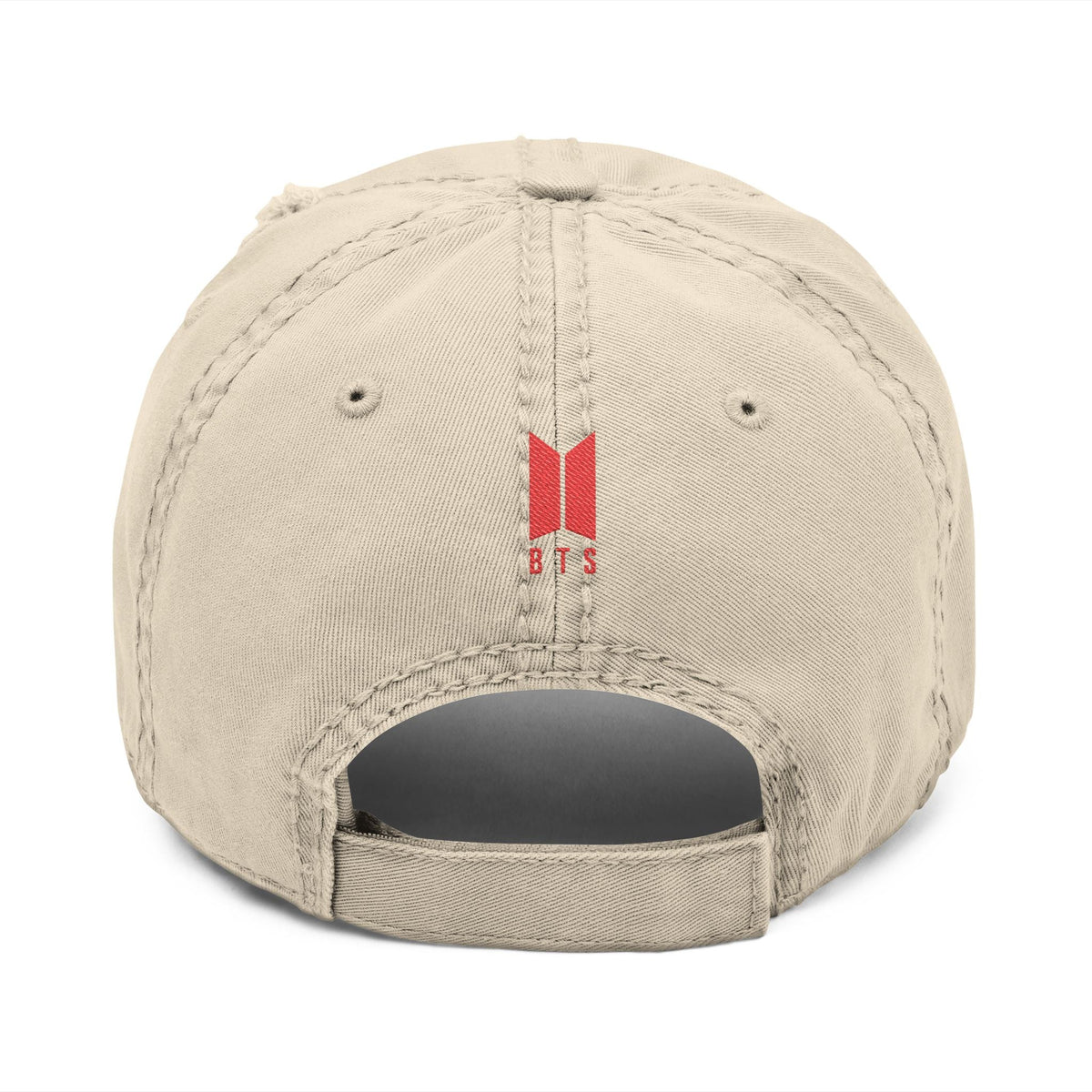 Distressed Embroidered Dad Hat with Retro Red Circle Stripe Logo - Beyond The Shoppe