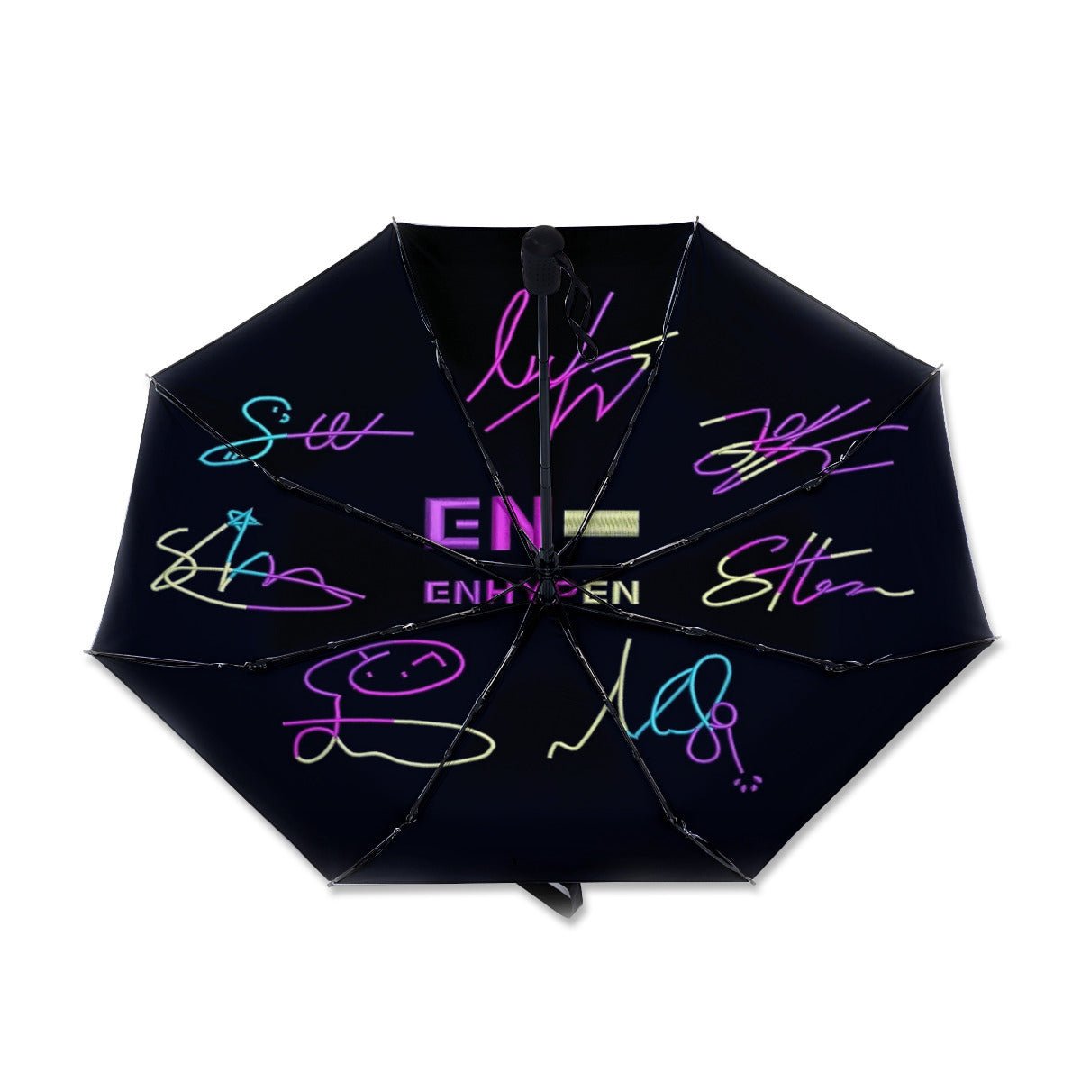 Enhypen Automatic opening umbrella featuring their Logo and Signatures - Kpop for rainy weather andprotection from weatherXT - Beyond The Shoppe