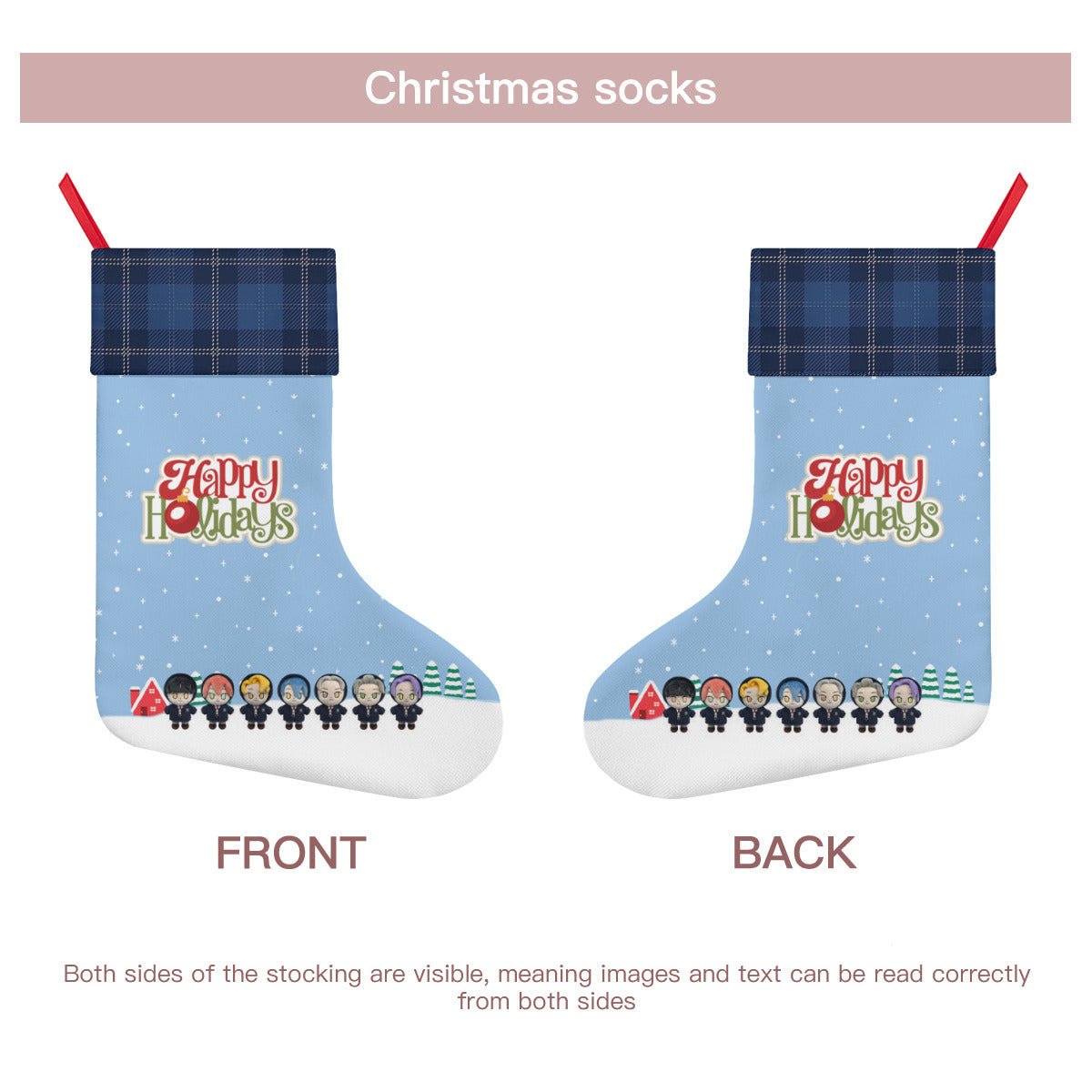 Enhypen - Engene Blue Classic Holiday 16 - Inch Linen Christmas Stocking – Decor, Soft & Durable - Beyond The Shoppe