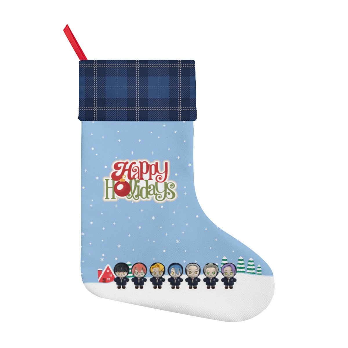 Enhypen - Engene Blue Classic Holiday 16 - Inch Linen Christmas Stocking – Decor, Soft & Durable - Beyond The Shoppe