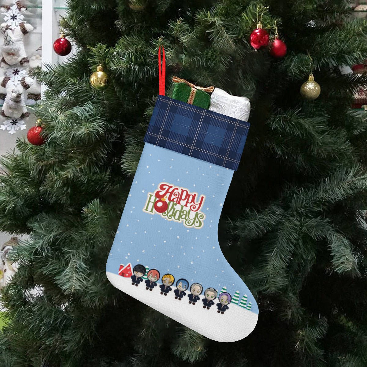 Enhypen - Engene Blue Classic Holiday 16 - Inch Linen Christmas Stocking – Decor, Soft & Durable - Beyond The Shoppe