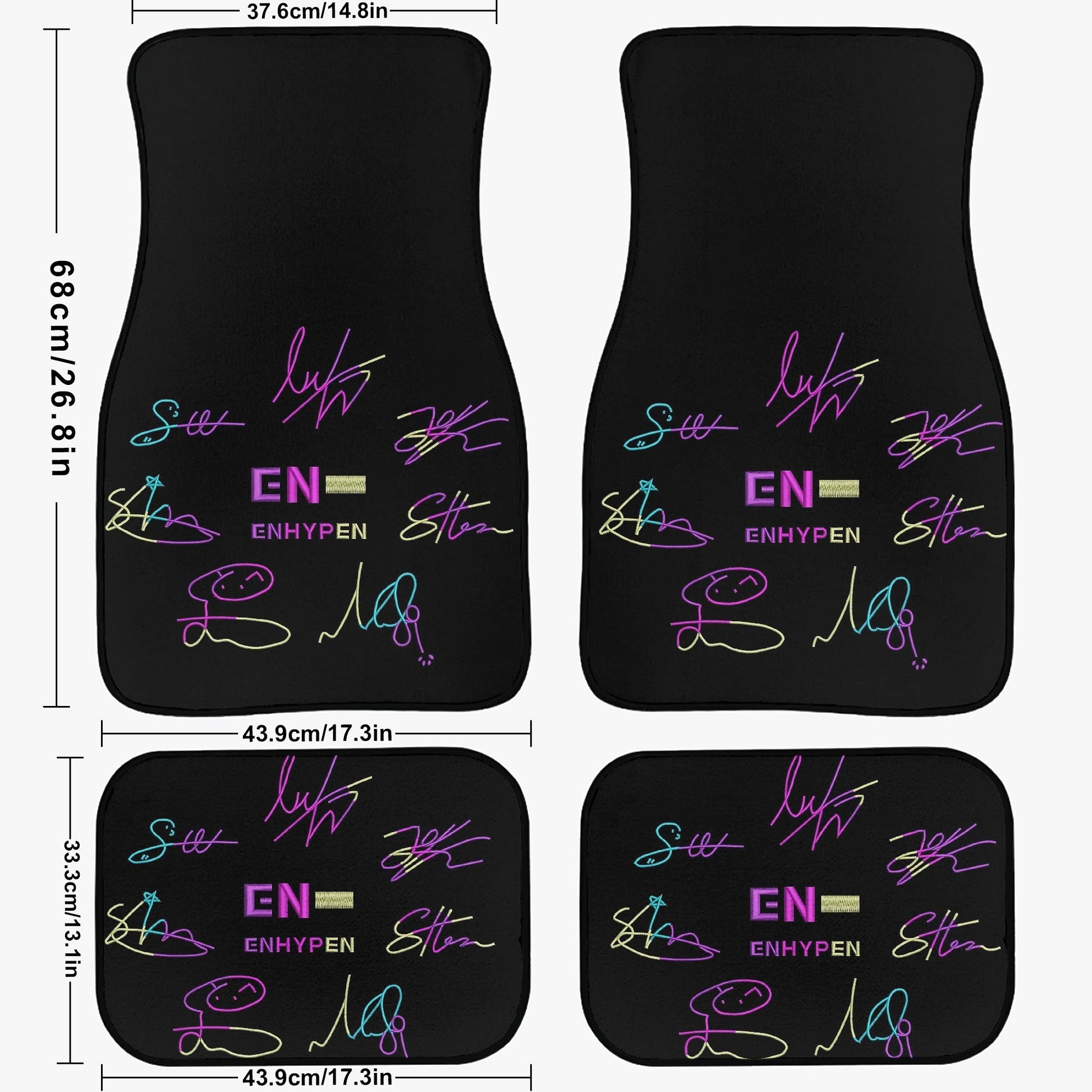 Enhypen Engene Car Floor Mats - 4Pcs - Enhypen EN logo Car Floor Mats - Car Accessories - Kpop car mats - (Set of 4 - 2 Front & 2 Rear) - Beyond The Shoppe