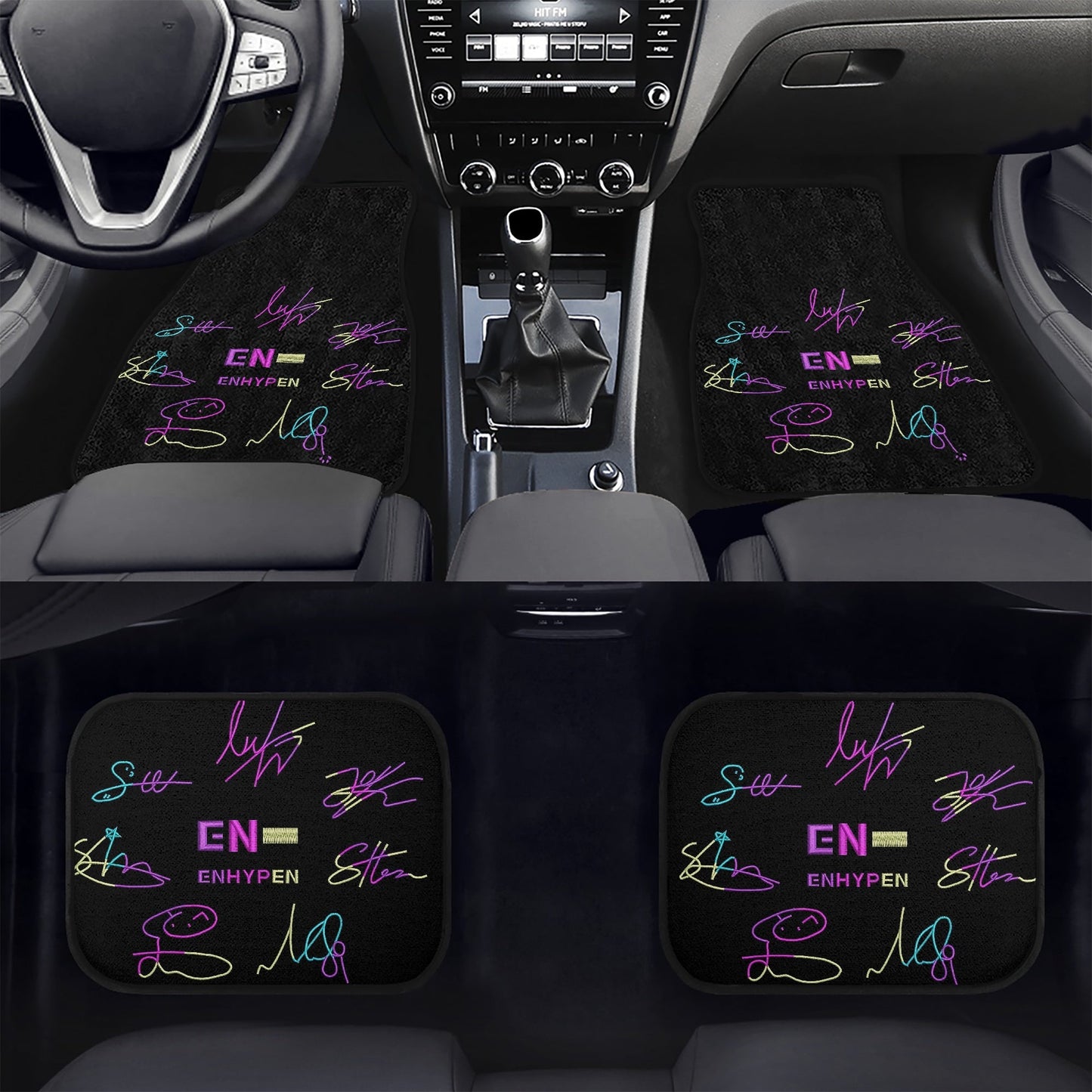 Enhypen Engene Car Floor Mats - 4Pcs - Enhypen EN logo Car Floor Mats - Car Accessories - Kpop car mats - (Set of 4 - 2 Front & 2 Rear) - Beyond The Shoppe