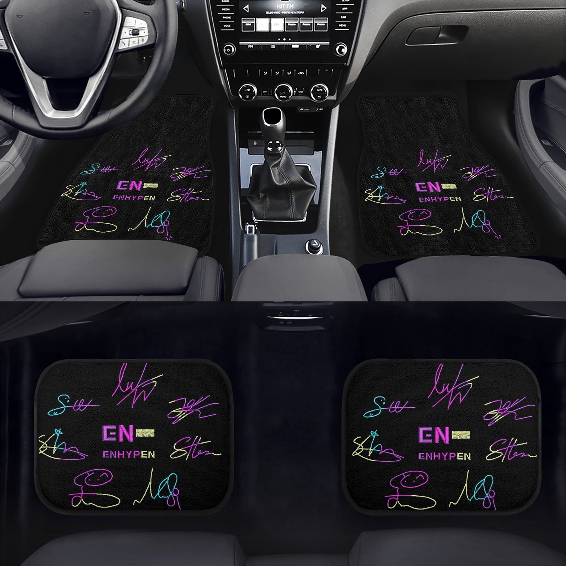 Enhypen Engene Car Floor Mats - 4Pcs - Enhypen EN logo Car Floor Mats - Car Accessories - Kpop car mats - (Set of 4 - 2 Front & 2 Rear) - Beyond The Shoppe