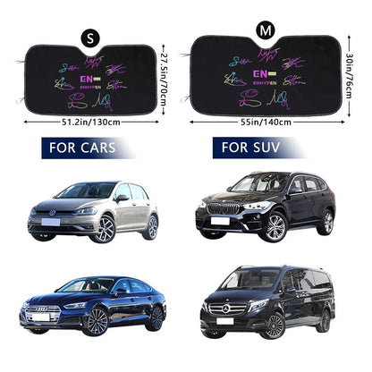 Enhypen - Engene Car Sun Shade - Logo with Signatures - Kpop gift, Car Sunshade, K - Pop Inspired Car Accessories - Beyond The Shoppe