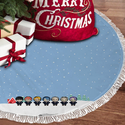 Enhypen - Engene Light Blue Holiday Tree Skirt – Plush Christmas Tree Skirt - Soft, Cozy & Festive Decor - Beyond The Shoppe