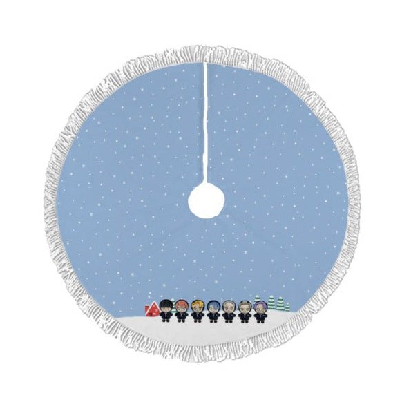Enhypen - Engene Light Blue Holiday Tree Skirt – Plush Christmas Tree Skirt - Soft, Cozy & Festive Decor - Beyond The Shoppe