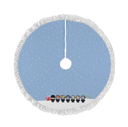 Enhypen - Engene Light Blue Holiday Tree Skirt – Plush Christmas Tree Skirt - Soft, Cozy & Festive Decor - Beyond The Shoppe