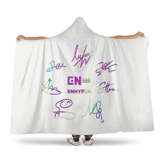 Enhypen Hooded Blanket – K-Pop Cozy Wearable Fleece Blanket - Beyond The Shoppe