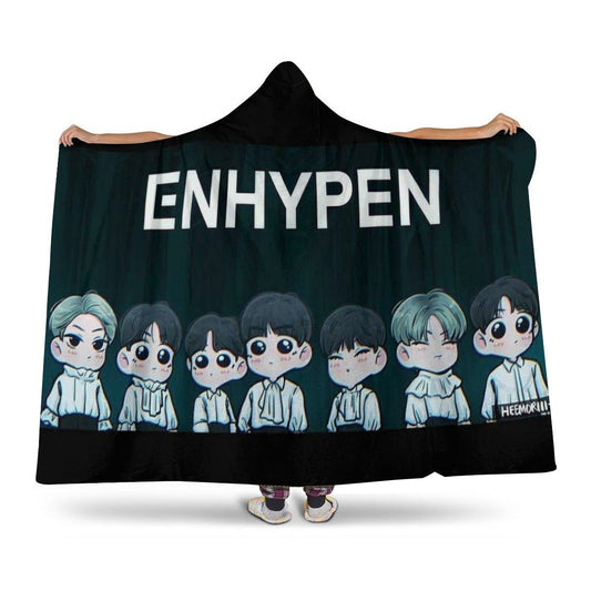 Enhypen Hooded Blanket – K-Pop Cozy Wearable Fleece Blanket - Beyond The Shoppe