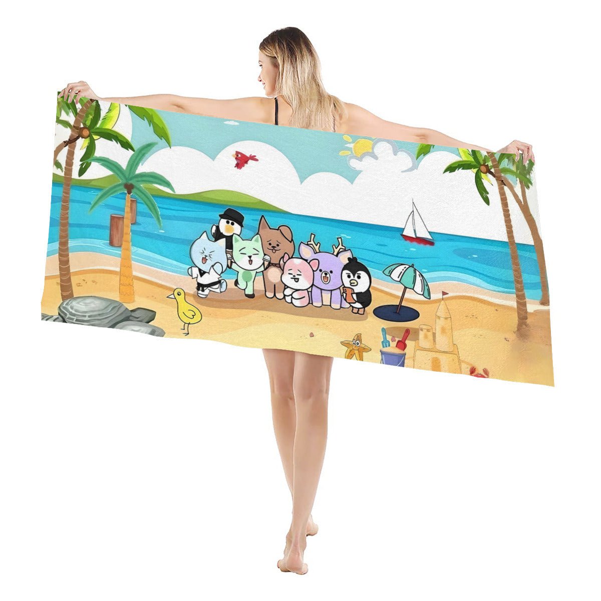 Enhypen on the Beach - Beach towel - Pool Towel - Oversized bath towel - Beyond The Shoppe