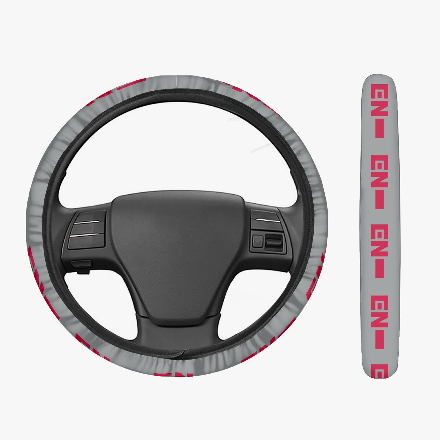 Enhypen Steering Wheel Cover - Enhypen Grey and red logo car accessory - black steering cover - great gift - kpop car accessories - Beyond The Shoppe