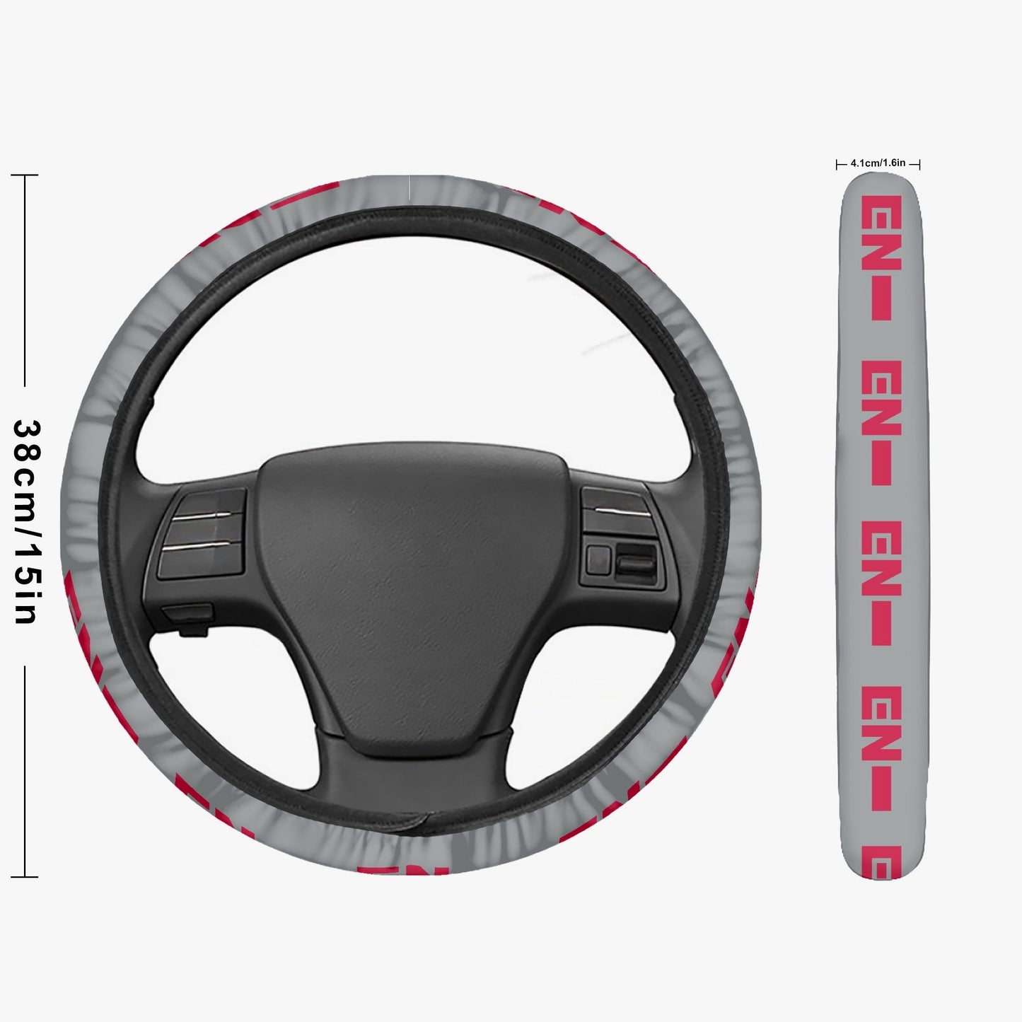 Enhypen Steering Wheel Cover - Enhypen Grey and red logo car accessory - black steering cover - great gift - kpop car accessories - Beyond The Shoppe