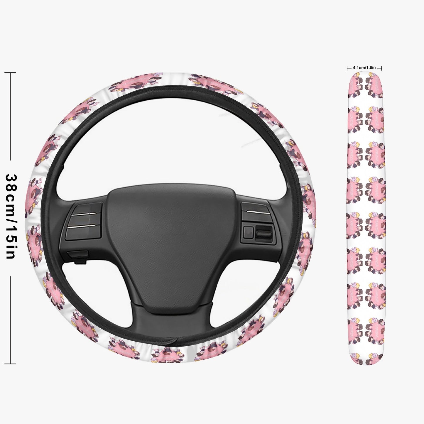Enhypen Steering Wheel Cover - Enhypen Pink hearts car accessory - black steering cover - great gift - kpop car accessories - Beyond The Shoppe