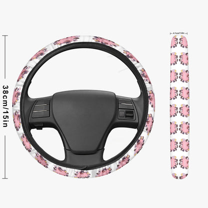 Enhypen Steering Wheel Cover - Enhypen Pink hearts car accessory - black steering cover - great gift - kpop car accessories - Beyond The Shoppe