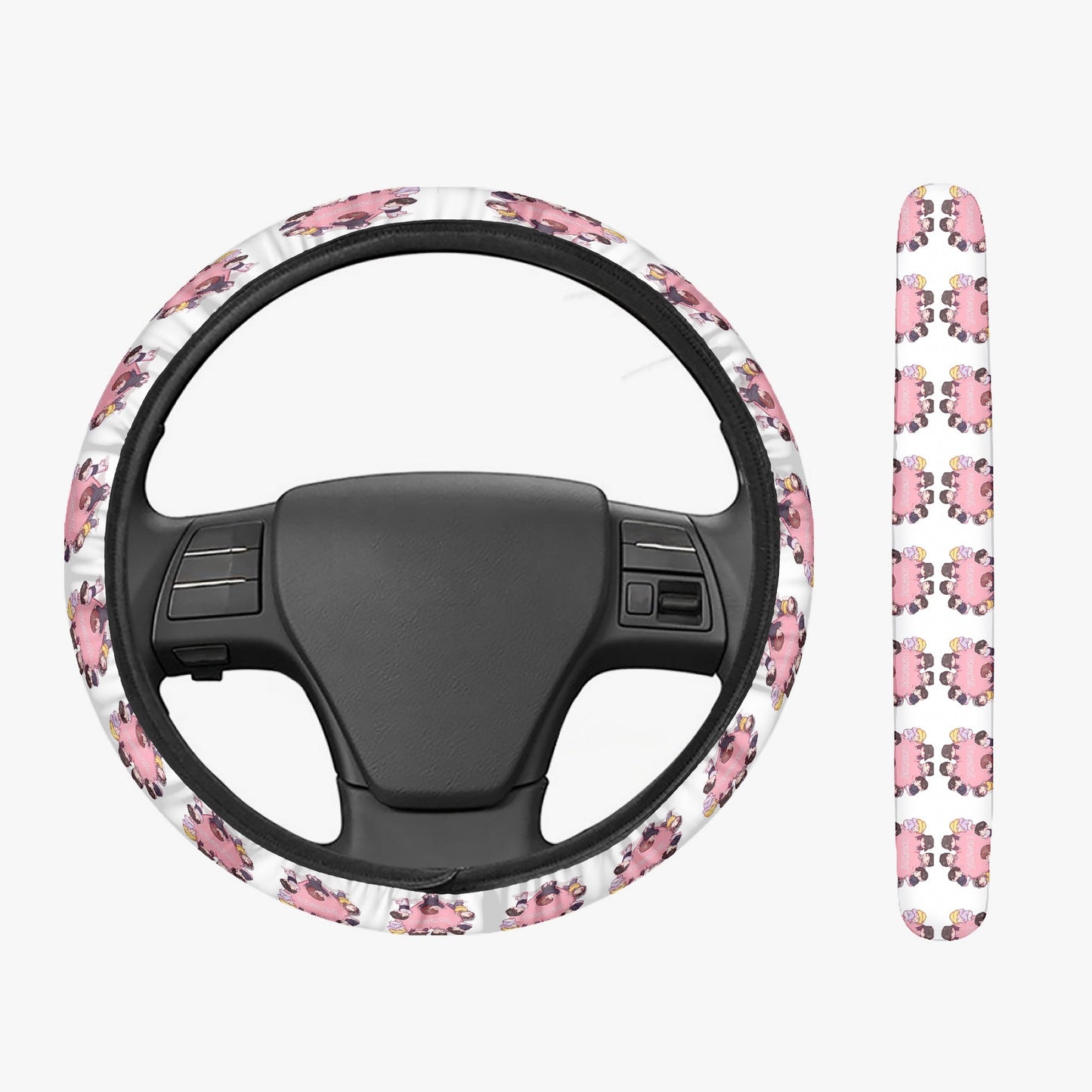 Enhypen Steering Wheel Cover - Enhypen Pink hearts car accessory - black steering cover - great gift - kpop car accessories - Beyond The Shoppe