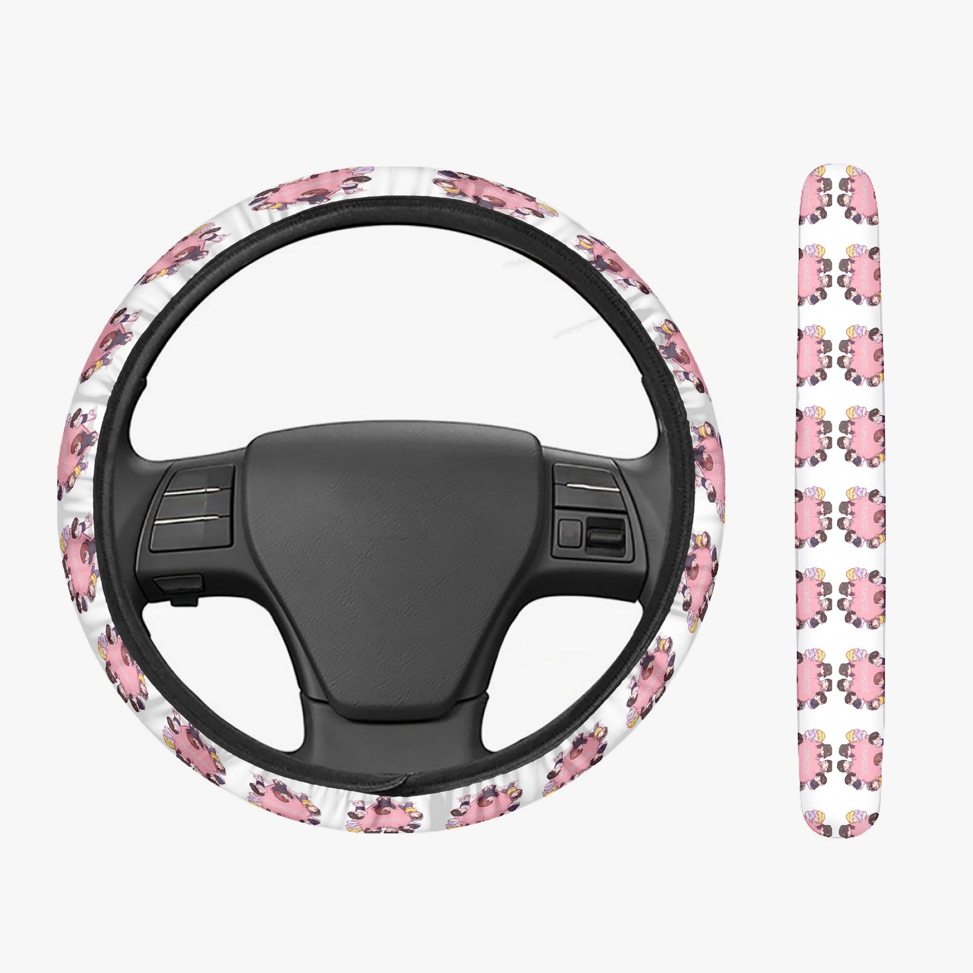 Enhypen Steering Wheel Cover - Enhypen Pink hearts car accessory - black steering cover - great gift - kpop car accessories - Beyond The Shoppe