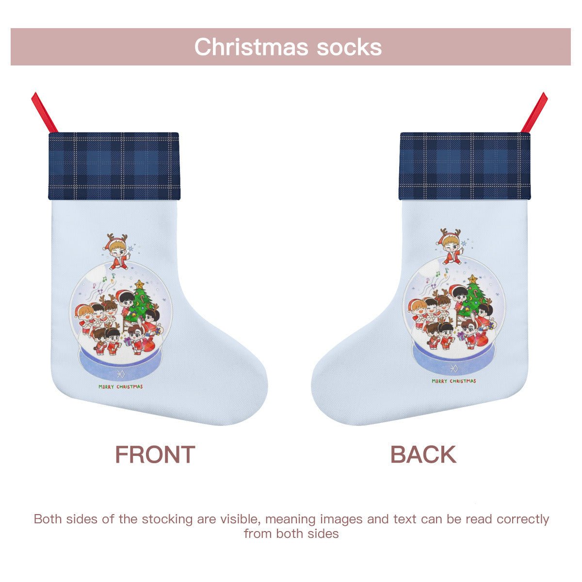 EXO EXO - L Holiday Globe Classic Holiday 16 - Inch Linen Christmas Stocking – Decor, Soft & Durable - Beyond The Shoppe