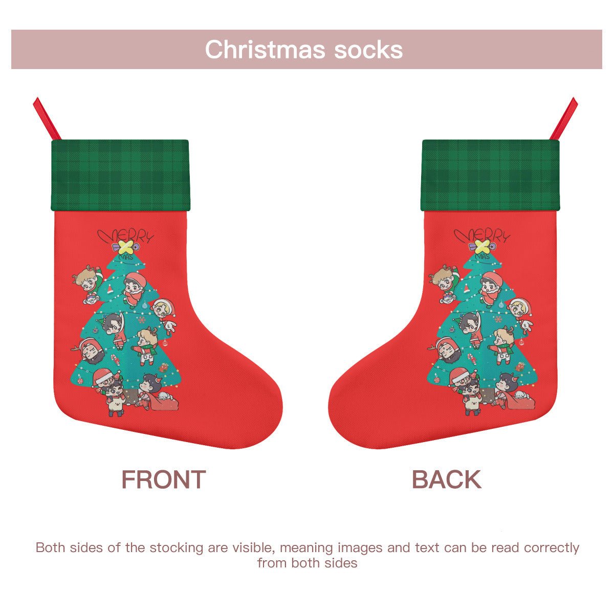 EXO EXO - L Holiday Tree Classic Holiday 16 - Inch Linen Christmas Stocking – Decor, Soft & Durable - Beyond The Shoppe