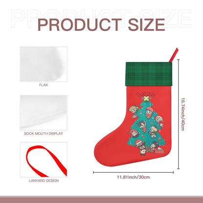 EXO EXO - L Holiday Tree Classic Holiday 16 - Inch Linen Christmas Stocking – Decor, Soft & Durable - Beyond The Shoppe