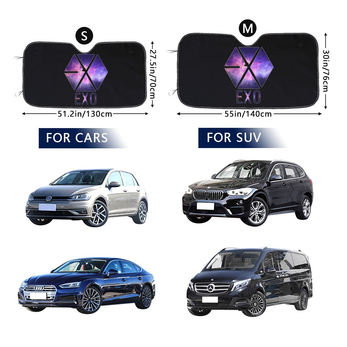 EXO Logo Sun Shade - Windshield Cover - KPop Themed - Great gift! Car Window Shield - Windshield Protector - Beyond The Shoppe