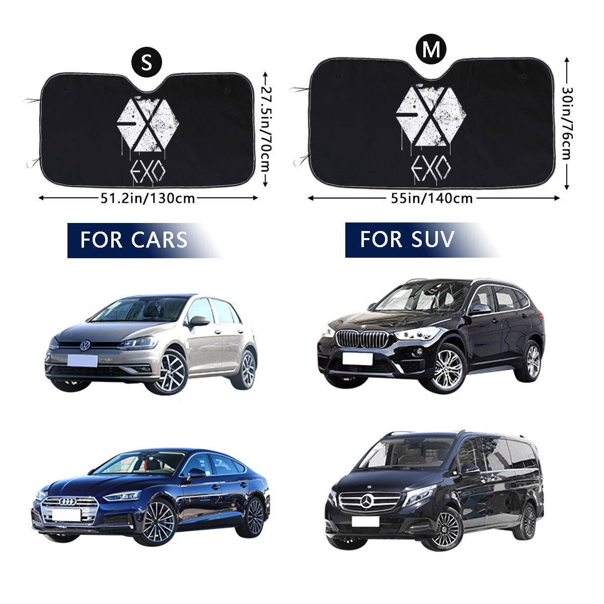 EXO Logo Sun Shade - Windshield Cover - KPop Themed - Great gift! Car Window Shield - Windshield Protector - Beyond The Shoppe