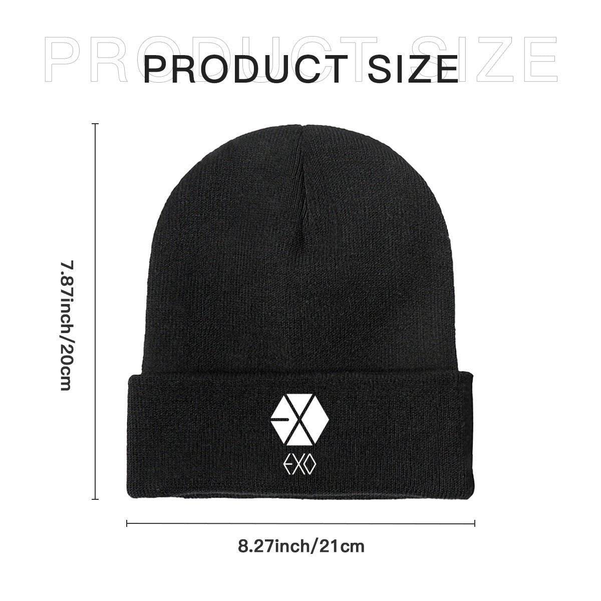 Exo White Logo Beanie for Adults – Cozy Polyester Knit Hat - Stylish, Comfortable & Trendy Hat - Beyond The Shoppe