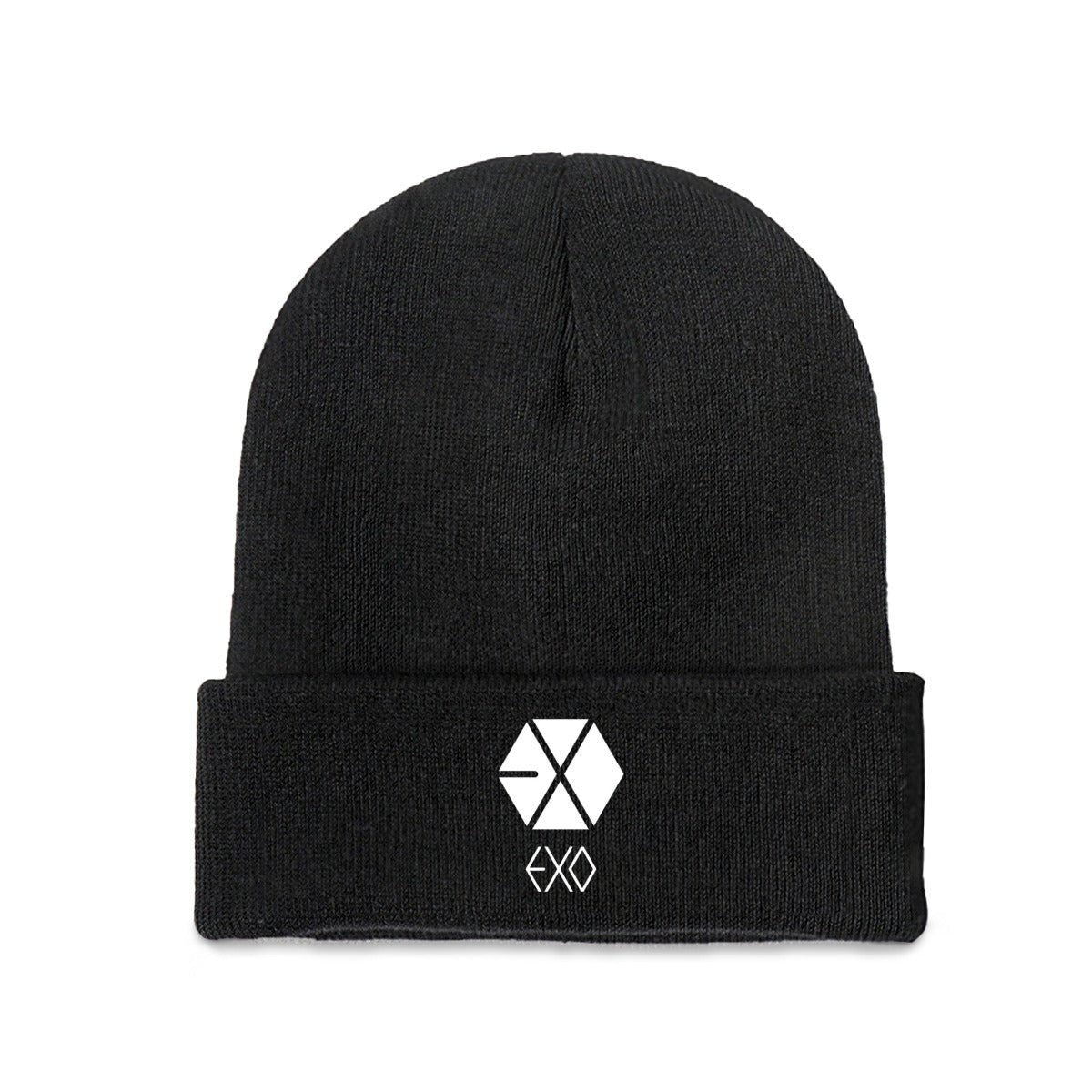 Exo White Logo Beanie for Adults – Cozy Polyester Knit Hat - Stylish, Comfortable & Trendy Hat - Beyond The Shoppe