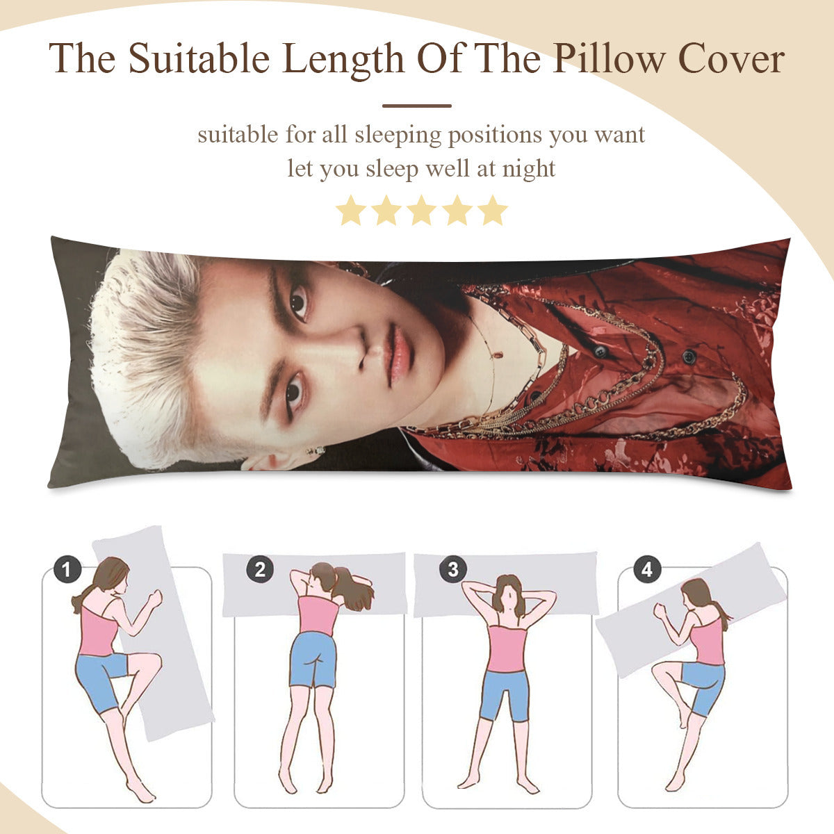 Ateez Honjoong Body Pillow case - 3 sizes - Kim Hongjoong double sided full size pillowcase - Aniteez