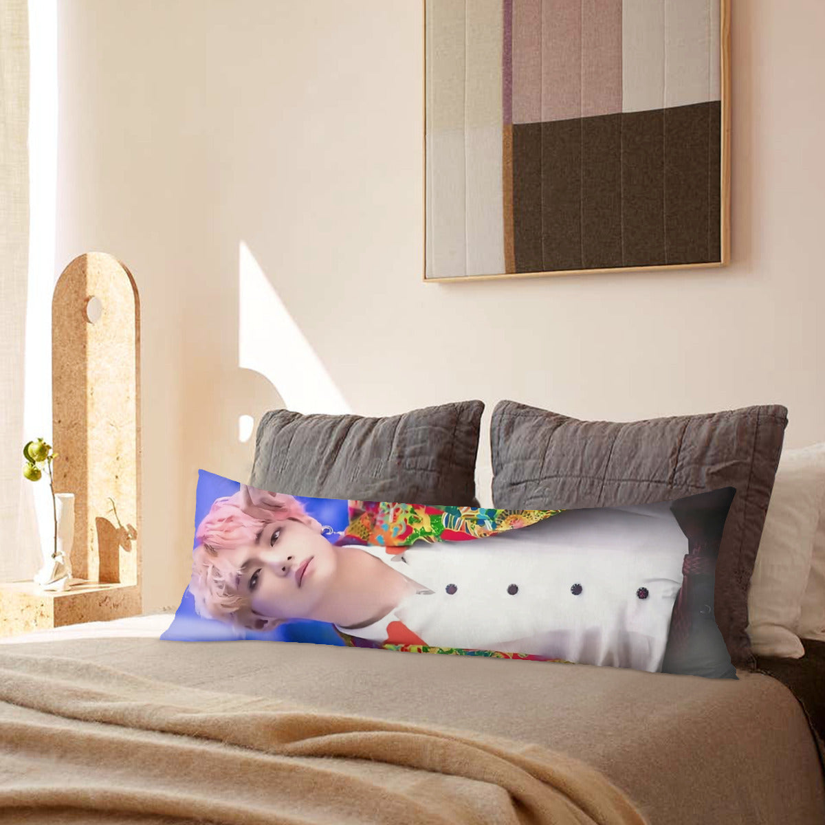 BTS V Body Pillow Case - 3 Sizes - BTS V full size pillow case - BTS Taehyung double sided pillow case
