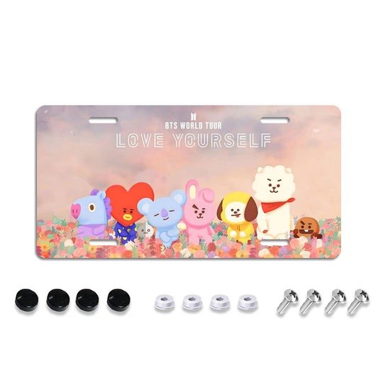 BTS Bt21 Love Yourself World Tour Vanity Plate - BTS License Plate Frame -  Army Bangtan car accessories - BTS vanity plate - BT21 vanity