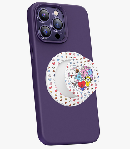 BTS BT21 Cell Phone Magnetic Collapsible Grip And Stand - Cell Phone Grips - Cell phone holder - popsocket grip - Phone Pop Grips