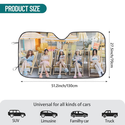 i-dle at the Beach Sun Shade - Windshield Cover -KPop Themed - Great gift! Car Window Shield - Windshield Protector - Beyond The Shoppe