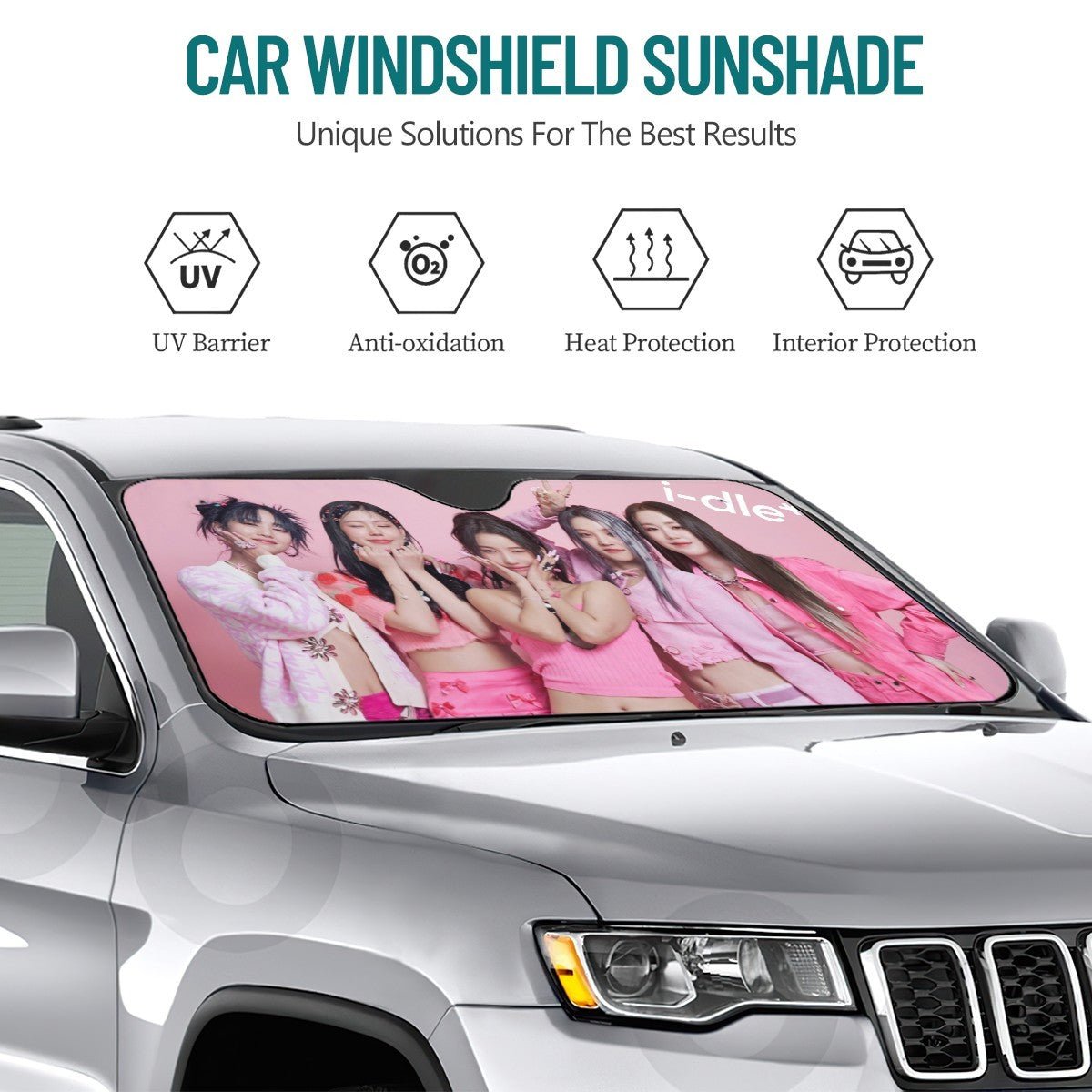 i-dle Sun Shade - Windshield Cover -KPop Themed - Great gift! Car Window Shield - Windshield Protector - Beyond The Shoppe