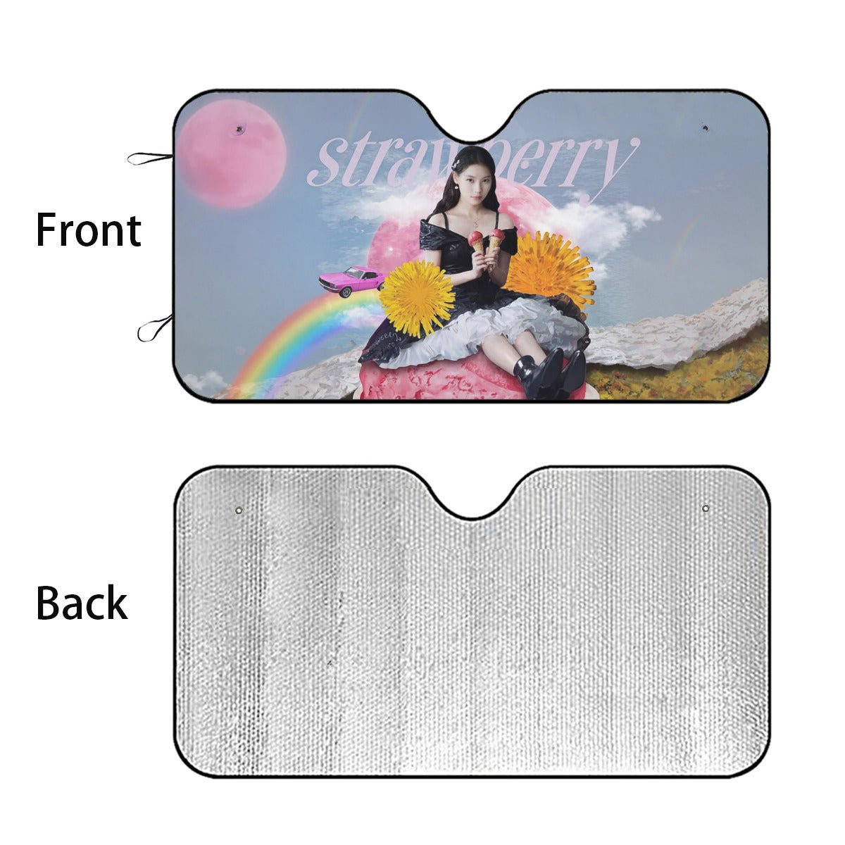 IU Strawberry Moon Sun Shade - Windshield Cover - KPop Themed - Great gift! Car Window Shield - Windshield Protector - Beyond The Shoppe