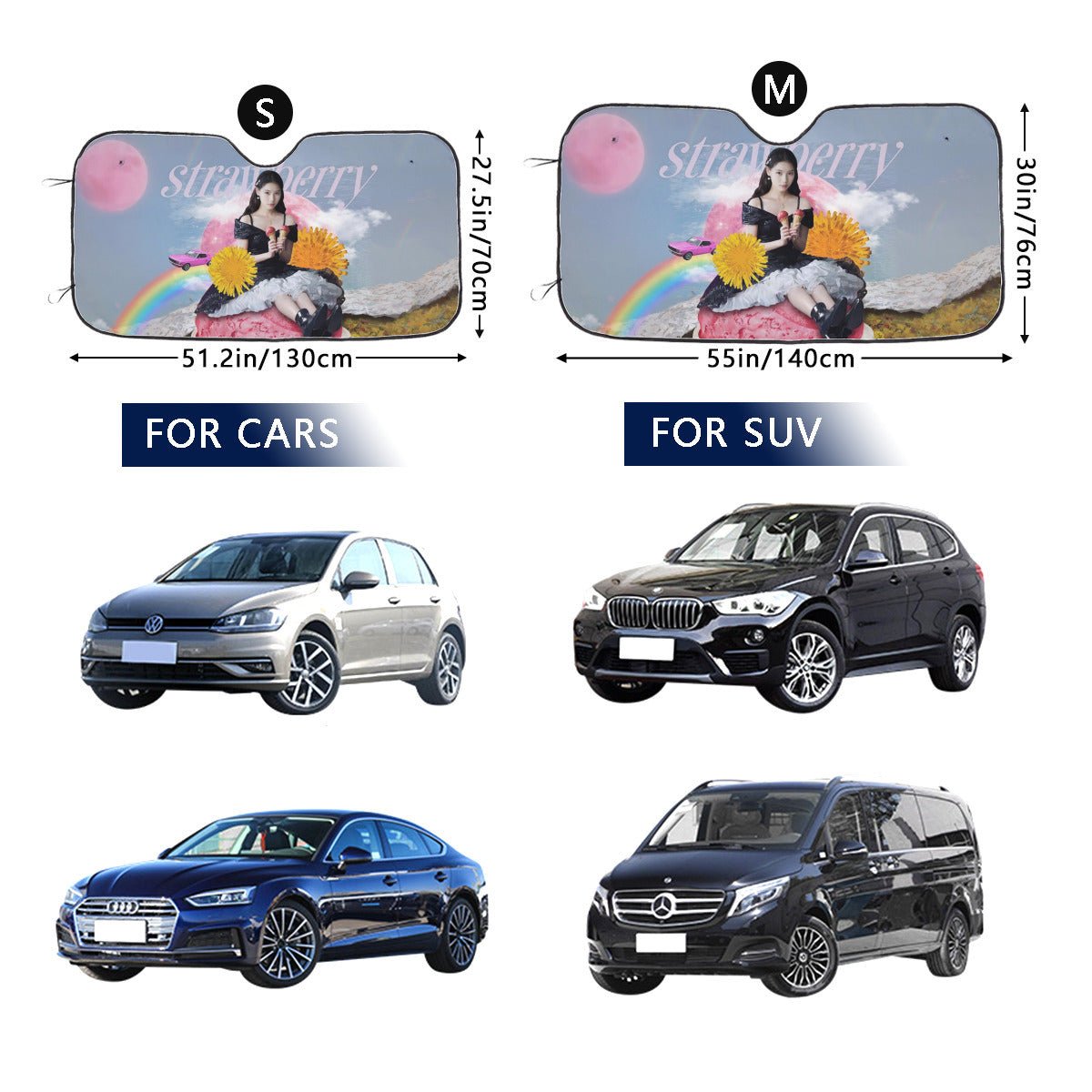 IU Strawberry Moon Sun Shade - Windshield Cover - KPop Themed - Great gift! Car Window Shield - Windshield Protector - Beyond The Shoppe