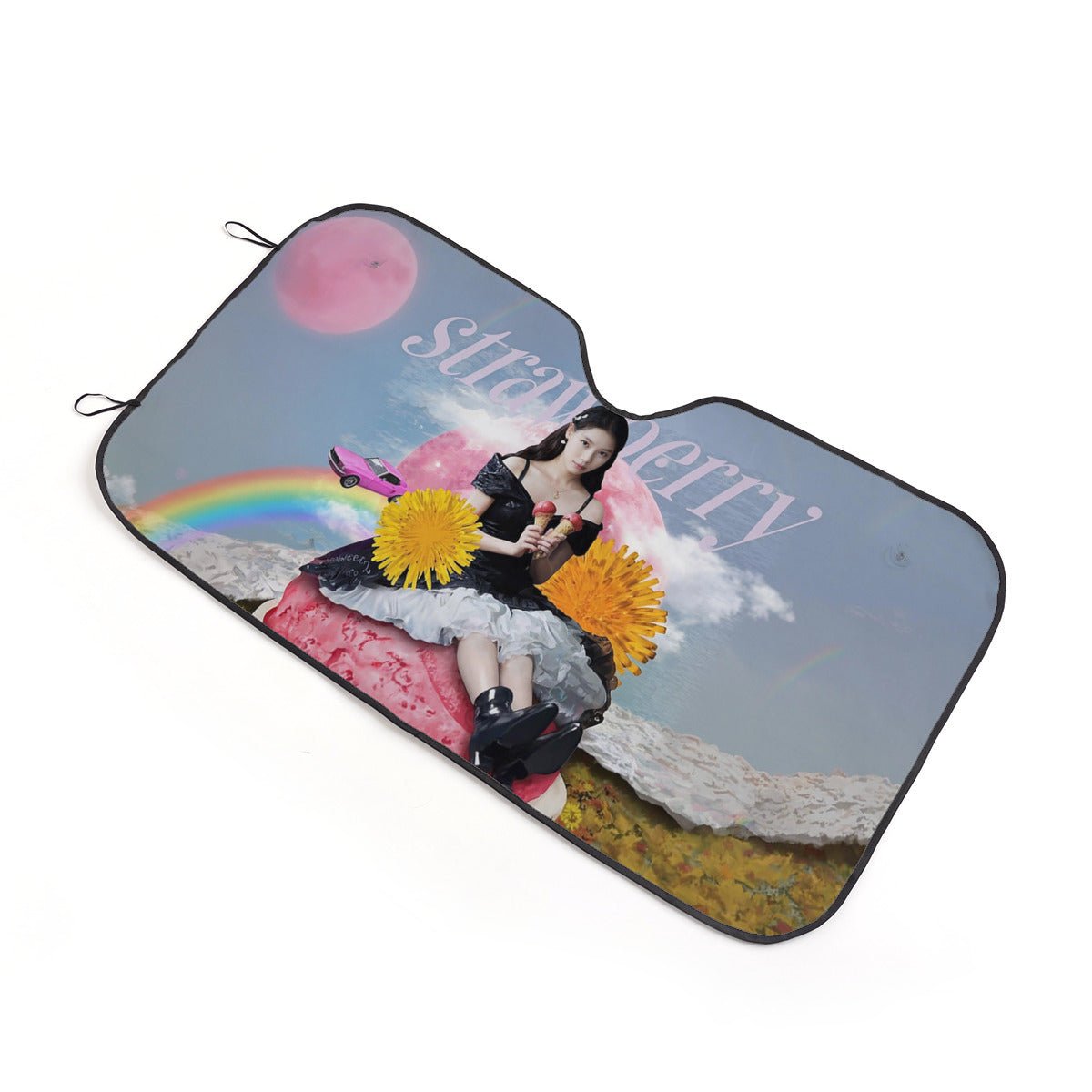 IU Strawberry Moon Sun Shade - Windshield Cover - KPop Themed - Great gift! Car Window Shield - Windshield Protector - Beyond The Shoppe