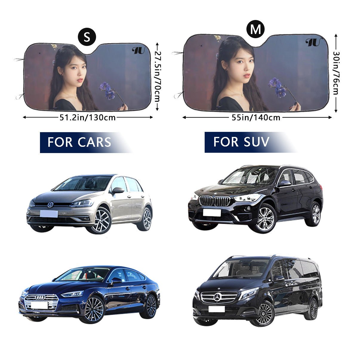 IU Sun Shade - Windshield Cover - KPop Themed - Great gift! Lee Ji - eun Car Window Shield - Windshield Protector - Beyond The Shoppe