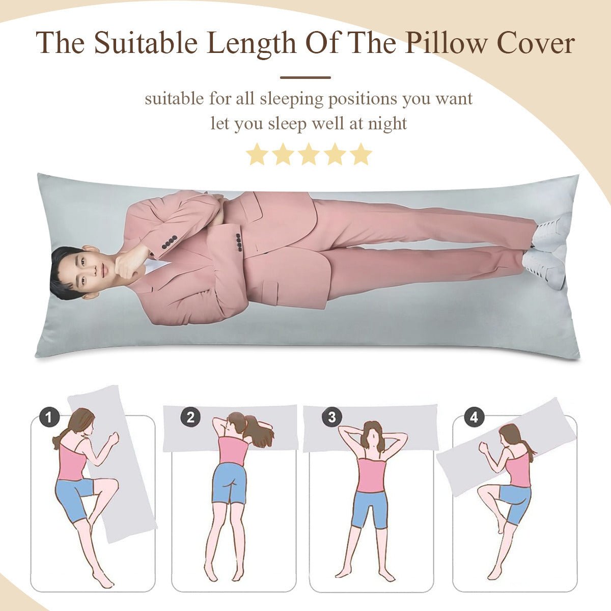 KDrama Kim Soo Hyun Full Body Pillow Case - 2 Different pictures! Double Sided pillowcase - 3 Sizes - KDrama favorite! - Beyond The Shoppe