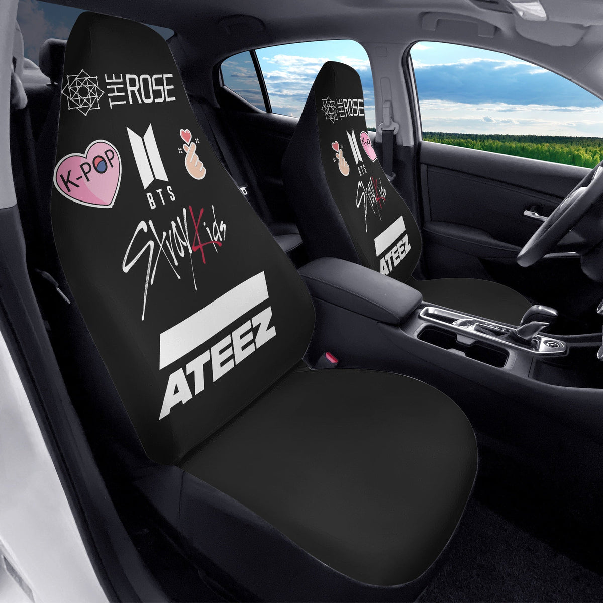 Kpop Custom Microfiber Car Seat Covers including The Rose, EXO, BTS, Stray Kids, and Ateez - Set of 2 - Beyond The Shoppe